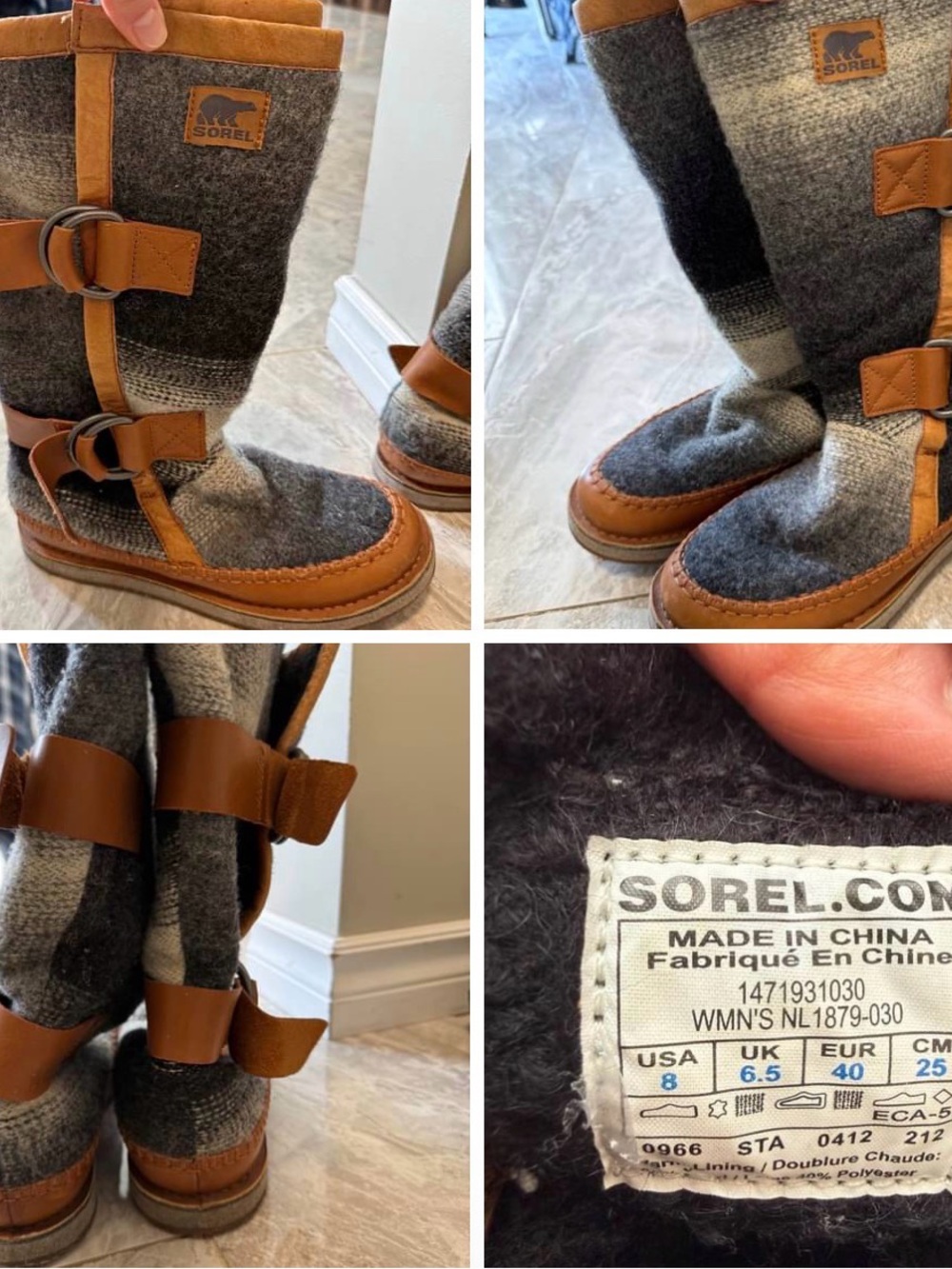 Sorel Gray & Brown Wool-Trim Mid-Calf Boots